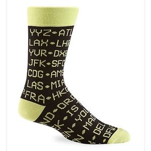 🌺4 Items for 25$🌺 Yo Sox Men’s Crew Socks - Black w Yellow Airport Codes NWT